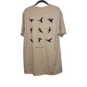 Nature Bird Sketch Graphic T-Shirt Art Teacher Minimal Tee Large